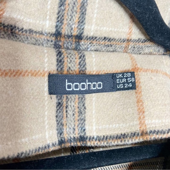 Boohoo Plus Tonal Flannel Oversized Boyfriend Shirt Shacket Size 24 - Picture 3 of 6
